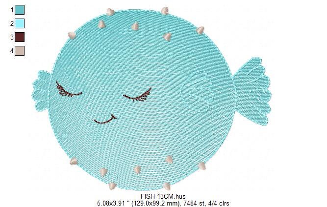 Puffer Fish embroidery designs - Ocean animals embroidery design machine embroidery pattern - Sleeping fish embroidery file - sea animals