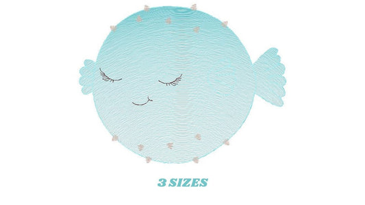 Puffer Fish embroidery designs - Ocean animals embroidery design machine embroidery pattern - Sleeping fish embroidery file - sea animals - Marcia Embroidery