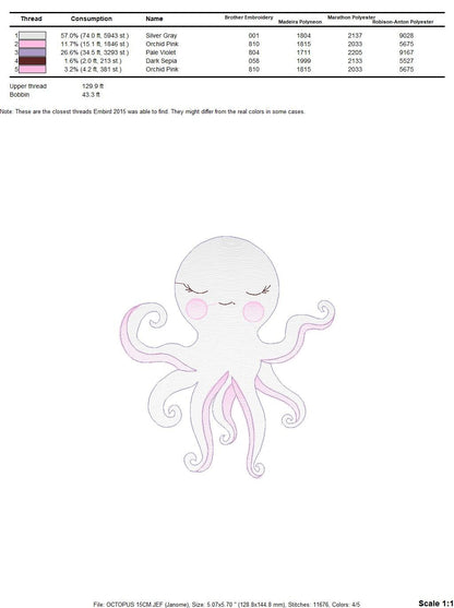 Jellyfish embroidery design - Octopus embroidery designs machine embroidery pattern - Ocean animals embroidery - instant digital download Marcia Embroidery