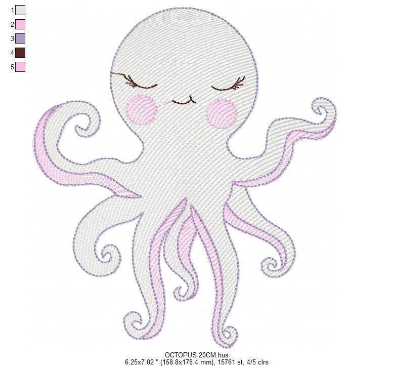 Jellyfish embroidery design - Octopus embroidery designs machine embroidery pattern - Ocean animals embroidery - instant digital download Marcia Embroidery