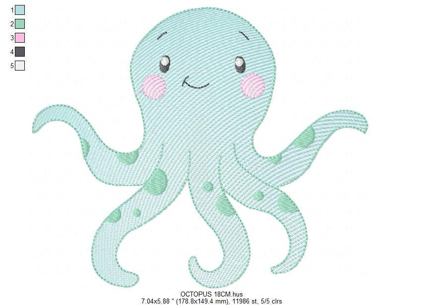 Jellyfish embroidery design - Octopus embroidery designs machine embroidery pattern - Ocean animals embroidery - instant digital download - Marcia Embroidery