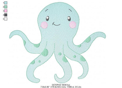 Jellyfish embroidery design - Octopus embroidery designs machine embroidery pattern - Ocean animals embroidery - instant digital download - Marcia Embroidery