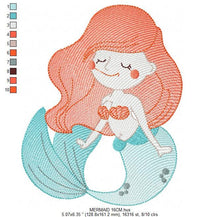 Laden Sie das Bild in den Galerie-Viewer, Mermaid embroidery designs - Princess embroidery design machine embroidery pattern - Mermaid rippled design Baby girl embroidery download
