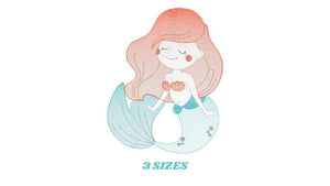 Mermaid embroidery designs - Princess embroidery design machine embroidery pattern - Mermaid rippled design Baby girl embroidery download