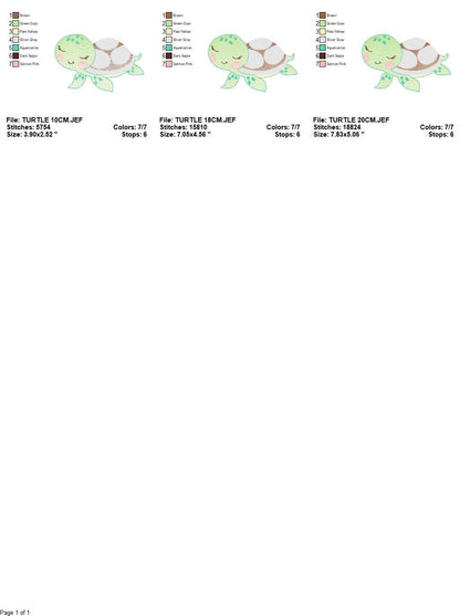 Turtle embroidery designs - Ocean animals embroidery design machine embroidery pattern - Sleeping Turtle embroidery - delicate sea animal