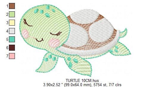 Turtle embroidery designs - Ocean animals embroidery design machine embroidery pattern - Sleeping Turtle embroidery - delicate sea animal