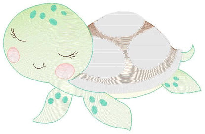 Turtle embroidery designs - Ocean animals embroidery design machine embroidery pattern - Sleeping Turtle embroidery - delicate sea animal
