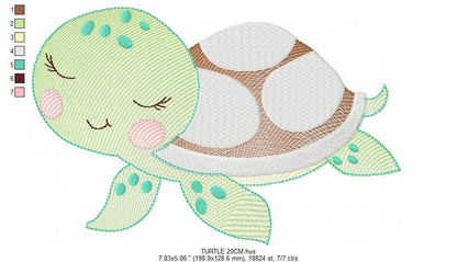 Turtle embroidery designs - Ocean animals embroidery design machine embroidery pattern - Sleeping Turtle embroidery - delicate sea animal