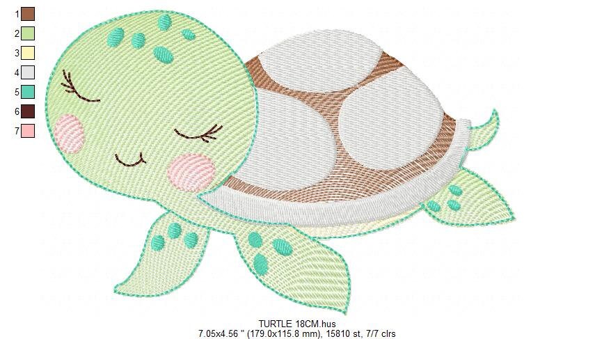 Turtle embroidery designs - Ocean animals embroidery design machine embroidery pattern - Sleeping Turtle embroidery - delicate sea animal