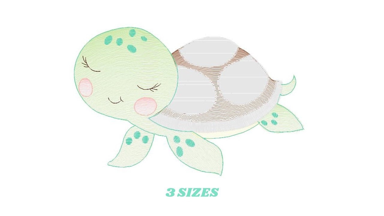 Turtle embroidery designs - Ocean animals embroidery design machine embroidery pattern - Sleeping Turtle embroidery - delicate sea animal