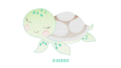 Turtle embroidery designs - Ocean animals embroidery design machine embroidery pattern - Sleeping Turtle embroidery - delicate sea animal