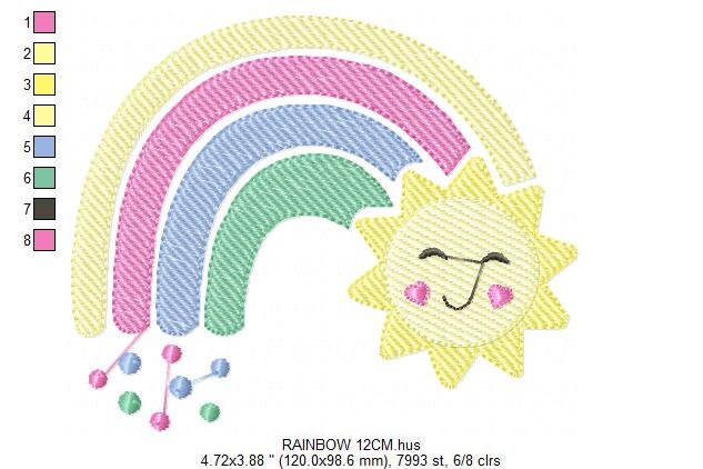 Rainbow embroidery design - Sun embroidery designs machine embroidery pattern - sky embroidery file - kid embroidery rainbow pes download - Marcia Embroidery