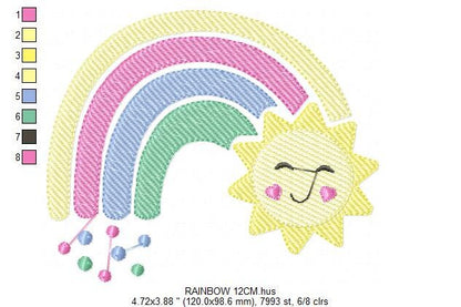 Rainbow embroidery design - Sun embroidery designs machine embroidery pattern - sky embroidery file - kid embroidery rainbow pes download - Marcia Embroidery