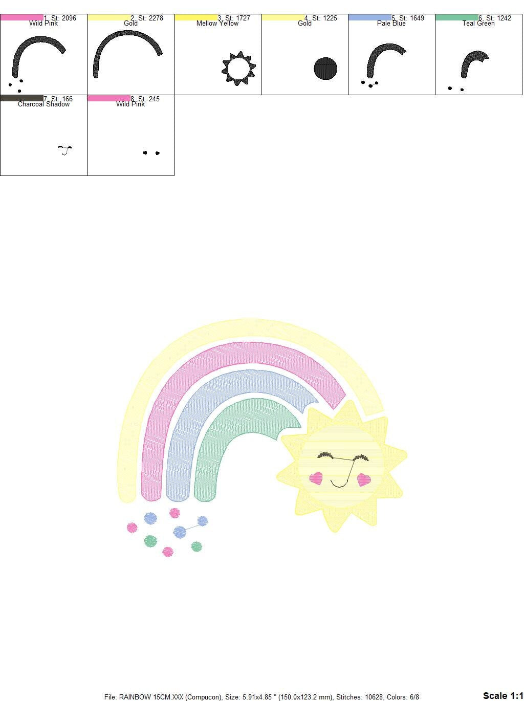 Rainbow embroidery design - Sun embroidery designs machine embroidery pattern - sky embroidery file - kid embroidery rainbow pes download - Marcia Embroidery