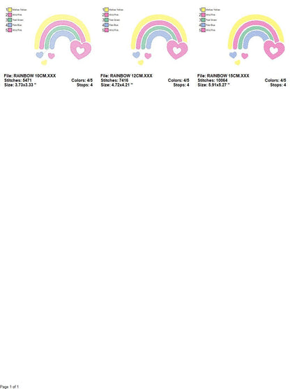 Rainbow embroidery design - Heart embroidery designs machine embroidery pattern - Baby girls embroidery file - rainbow with hearts pes jef Marcia Embroidery