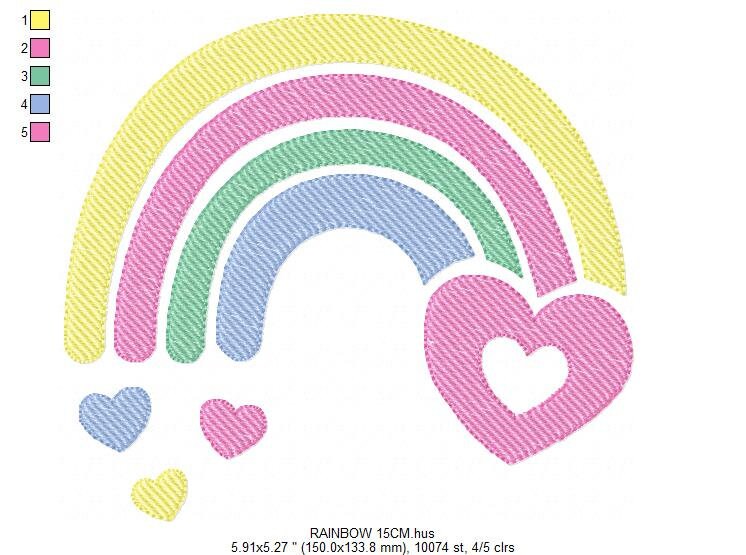 Rainbow embroidery design - Heart embroidery designs machine embroidery pattern - Baby girls embroidery file - rainbow with hearts pes jef Marcia Embroidery