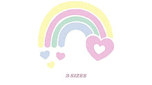 Laden Sie das Bild in den Galerie-Viewer, Rainbow embroidery design - Heart embroidery designs machine embroidery pattern - Baby girls embroidery file - rainbow with hearts pes jef
