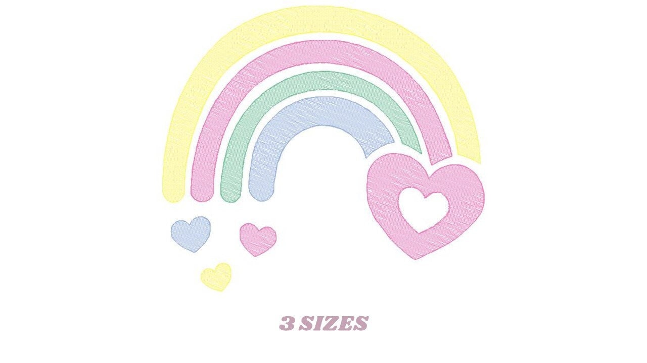 Rainbow embroidery design - Heart embroidery designs machine embroidery pattern - Baby girls embroidery file - rainbow with hearts pes jef Marcia Embroidery
