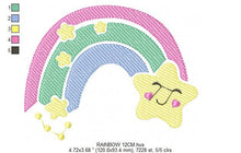 Charger l&#39;image dans la galerie, Rainbow with Stars embroidery design - Rainbow embroidery designs machine embroidery pattern - Baby girl embroidery file - instant download
