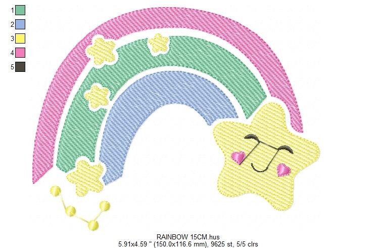 Rainbow with Stars embroidery design - Rainbow embroidery designs machine embroidery pattern - Baby girl embroidery file - instant download - Marcia Embroidery
