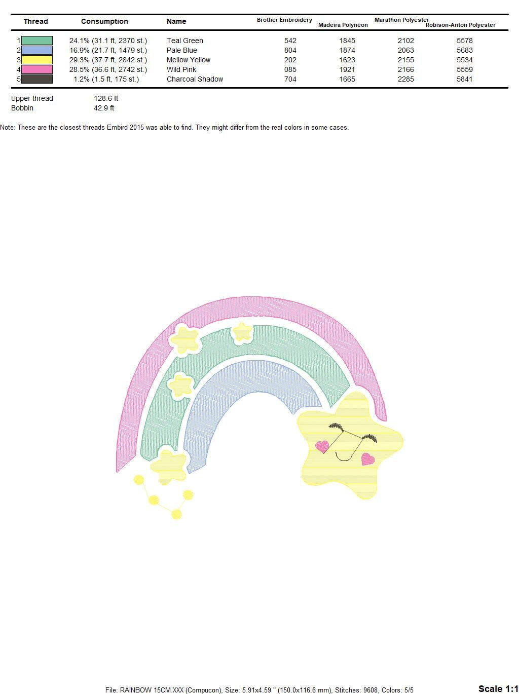Rainbow with Stars embroidery design - Rainbow embroidery designs machine embroidery pattern - Baby girl embroidery file - instant download - Marcia Embroidery