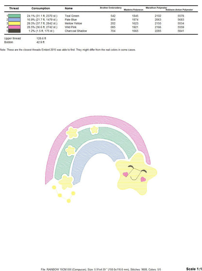 Rainbow with Stars embroidery design - Rainbow embroidery designs machine embroidery pattern - Baby girl embroidery file - instant download - Marcia Embroidery