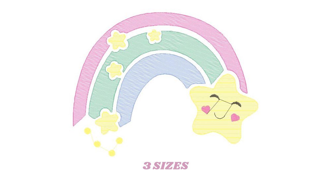 Rainbow with Stars embroidery design - Rainbow embroidery designs machine embroidery pattern - Baby girl embroidery file - instant download - Marcia Embroidery