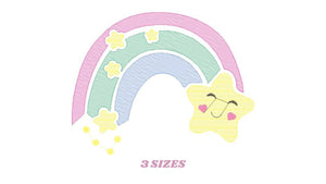 Rainbow with Stars embroidery design - Rainbow embroidery designs machine embroidery pattern - Baby girl embroidery file - instant download