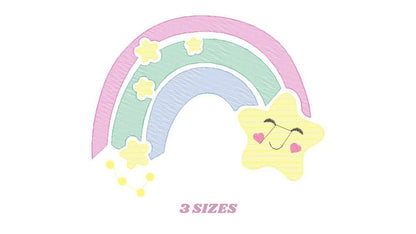 Rainbow with Stars embroidery design - Rainbow embroidery designs machine embroidery pattern - Baby girl embroidery file - instant download - Marcia Embroidery