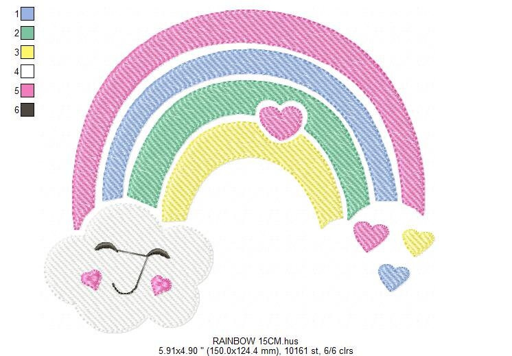Rainbow embroidery design - Cloud embroidery designs machine embroidery pattern - Baby girls embroidery file - rainbow rippled star heart Marcia Embroidery