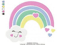 Load image into Gallery viewer, Rainbow embroidery design - Cloud embroidery designs machine embroidery pattern - Baby girls embroidery file - rainbow rippled star heart
