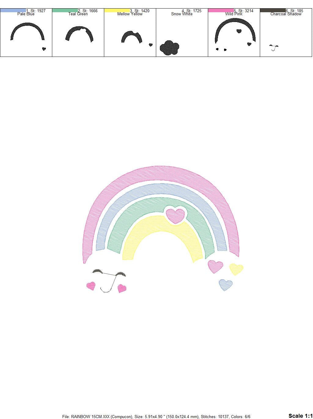 Rainbow embroidery design - Cloud embroidery designs machine embroidery pattern - Baby girls embroidery file - rainbow rippled star heart Marcia Embroidery