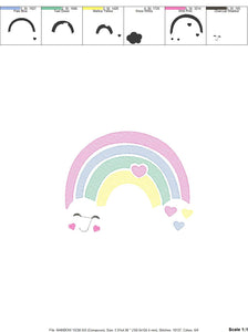 Rainbow embroidery design - Cloud embroidery designs machine embroidery pattern - Baby girls embroidery file - rainbow rippled star heart