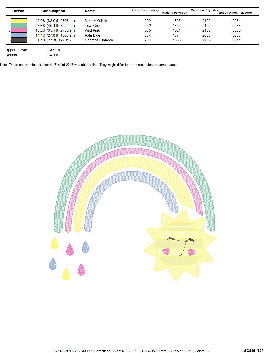 Rainbow embroidery design - Sun embroidery designs machine embroidery pattern - sky embroidery file - kid embroidery rainbow pes download Marcia Embroidery
