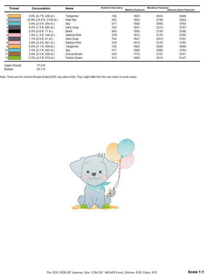 Dogs embroidery designs - Dog embroidery design machine embroidery pattern - Puppy embroidery file -  Birthday embroidery instant download Marcia Embroidery