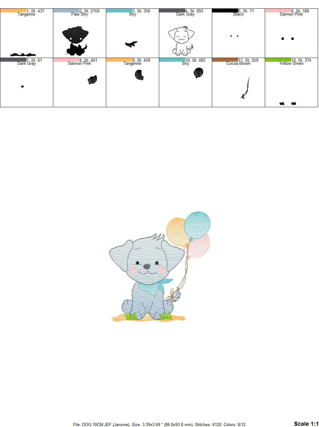 Dogs embroidery designs - Dog embroidery design machine embroidery pattern - Puppy embroidery file -  Birthday embroidery instant download Marcia Embroidery