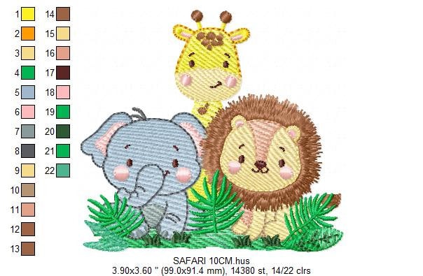 Safari embroidery designs - Animals embroidery design machine embroidery pattern - Elephant embroidery file - Giraffe embroidery Lion design Marcia Embroidery
