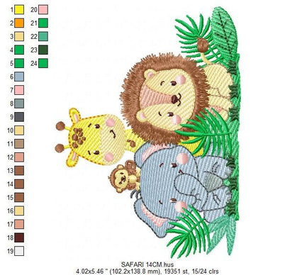 Safari embroidery designs - Animals embroidery design machine embroidery pattern - Elephant embroidery file - Giraffe embroidery Lion design Marcia Embroidery