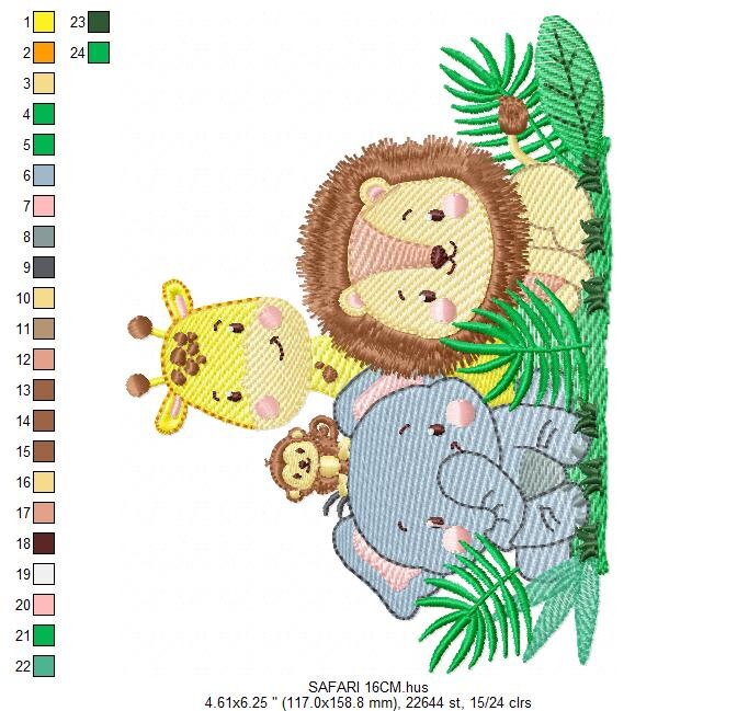 Safari embroidery designs - Animals embroidery design machine embroidery pattern - Elephant embroidery file - Giraffe embroidery Lion design Marcia Embroidery