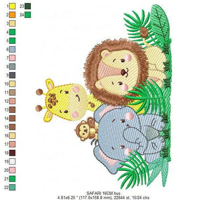 Safari embroidery designs - Animals embroidery design machine embroidery pattern - Elephant embroidery file - Giraffe embroidery Lion design Marcia Embroidery