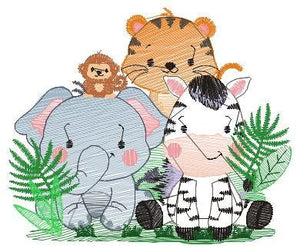 Safari embroidery designs - Animals embroidery design machine embroidery pattern - Elephant embroidery file - zebra embroidery tiger design