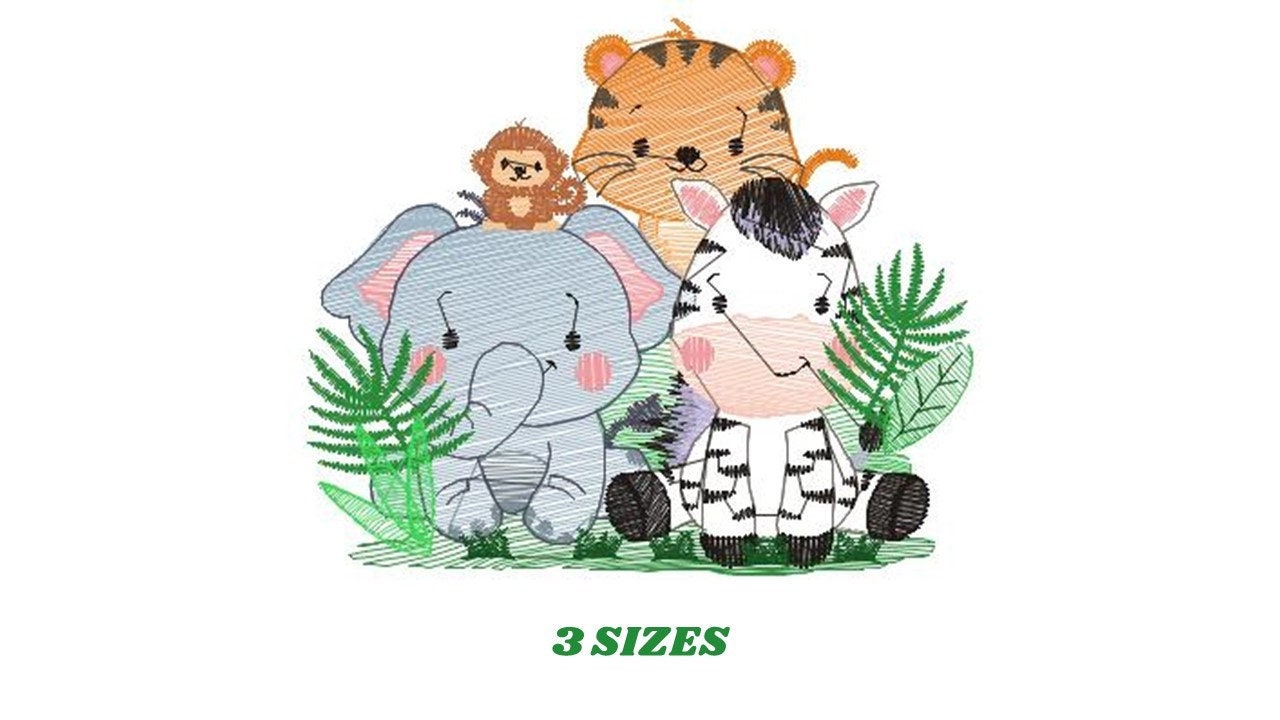 Safari embroidery designs - Animals embroidery design machine embroidery pattern - Elephant embroidery file - zebra embroidery tiger design Marcia Embroidery