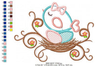 Charger l&#39;image dans la galerie, Birds nest embroidery designs - Bird with eggs embroidery design machine embroidery pattern - instant download - bird family applique design
