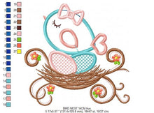 Load image into Gallery viewer, Birds nest embroidery designs - Bird with eggs embroidery design machine embroidery pattern - instant download - bird family applique design
