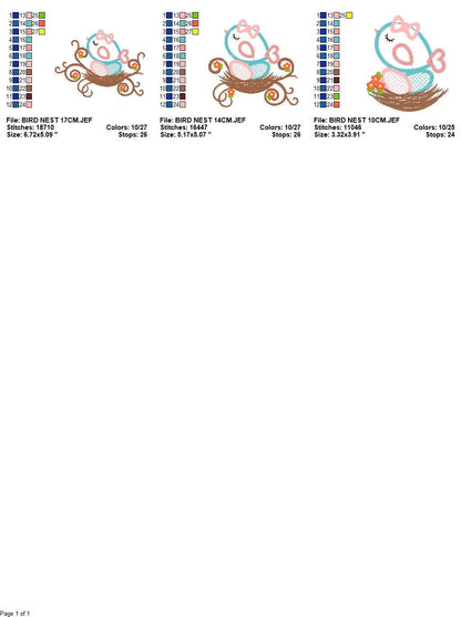 Birds nest embroidery designs - Bird with eggs embroidery design machine embroidery pattern - instant download - bird family applique design