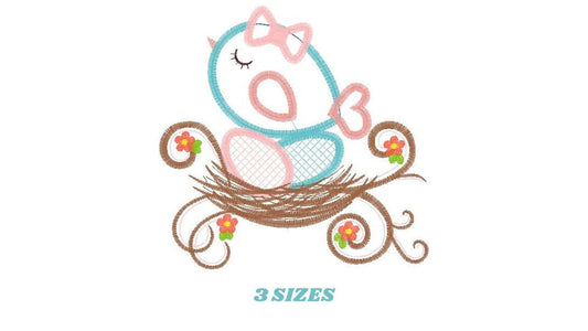 Birds nest embroidery designs - Bird with eggs embroidery design machine embroidery pattern - instant download - bird family applique design Marcia Embroidery