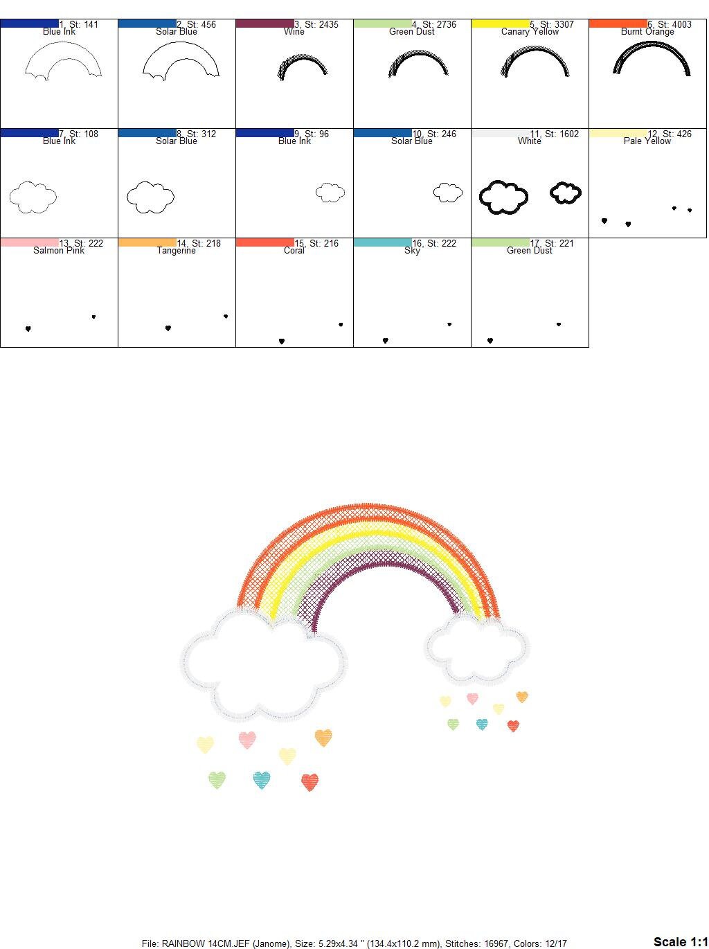 Rainbow embroidery design - Cloud embroidery designs machine embroidery pattern - Sky embroidery file - Nursery cloud digital download pes Marcia Embroidery