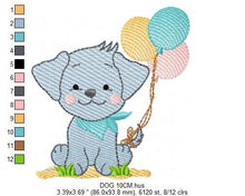 Charger l&#39;image dans la galerie, Dogs embroidery designs - Dog embroidery design machine embroidery pattern - Puppy embroidery file -  Birthday embroidery instant download
