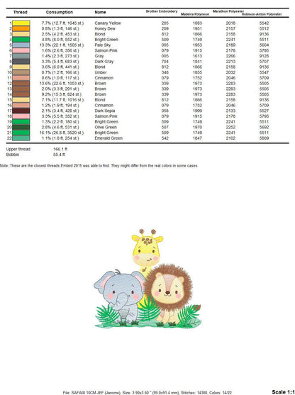 Safari embroidery designs - Animals embroidery design machine embroidery pattern - Elephant embroidery file - Giraffe embroidery Lion design