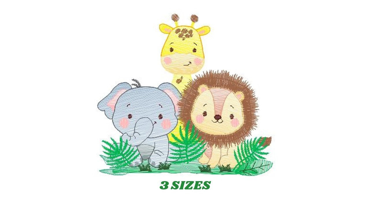 Safari embroidery designs - Animals embroidery design machine embroidery pattern - Elephant embroidery file - Giraffe embroidery Lion design Marcia Embroidery